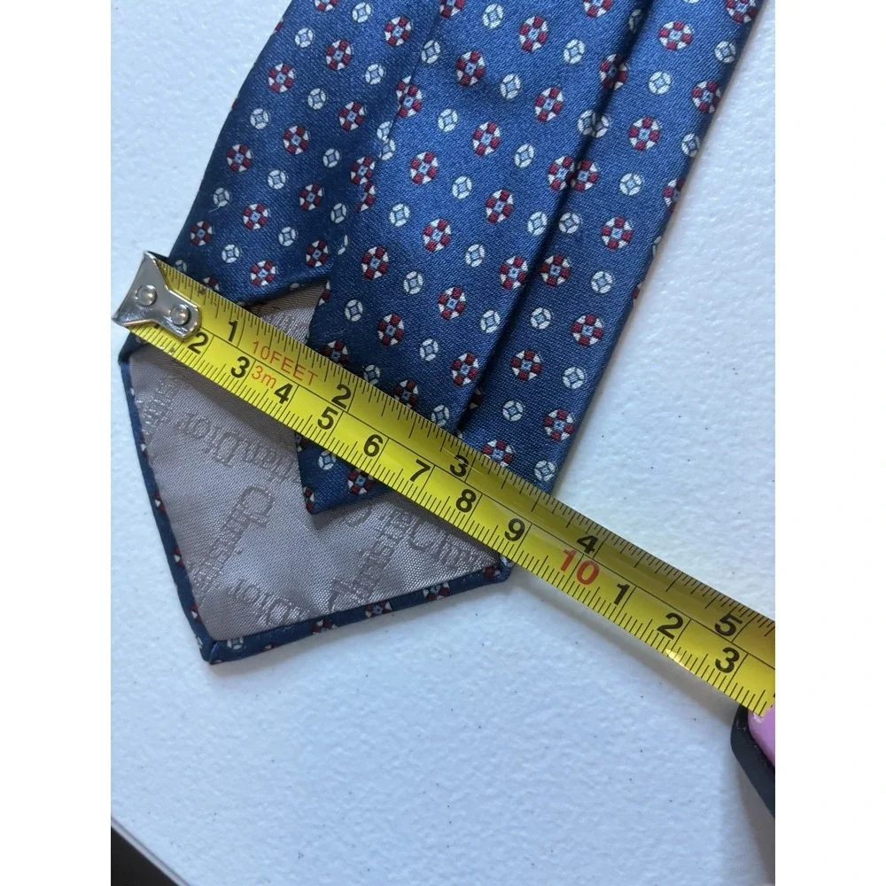 Christian Dior Tie Mens Blue Luxury 100% Silk One Size Made In USA Designer